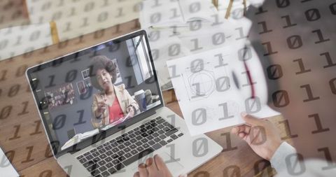 Virtual Business Meeting with Digital Networking Overlay