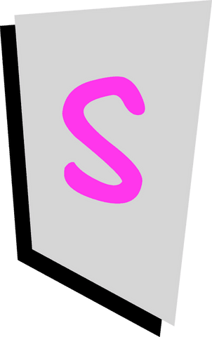 Skewed Alphabet Letter S in Bright Magenta on Transparent Background