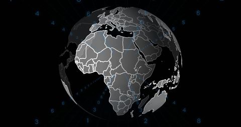 spinning globe displaying worldwide connectivity via digital interface - Download Free Stock Images Pikwizard.com