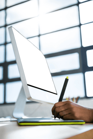 graphic designer using tablet in transparent modern office - Download Free Stock Videos Pikwizard.com