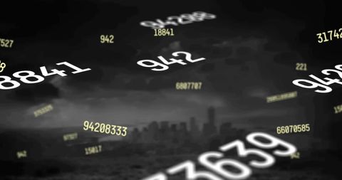 Digital Numbers Cascading Over Urban Cityscape - Download Free Stock Images Pikwizard.com