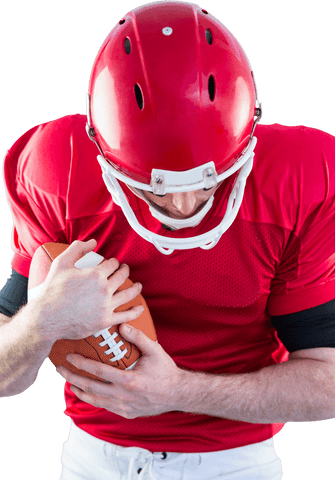 american football player protecting ball in red uniform on transparent background - Download Free Stock Videos Pikwizard.com
