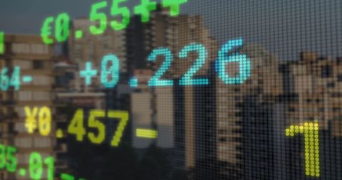 Dynamic Stock Market Display Over City Skyline - Download Free Stock Images Pikwizard.com