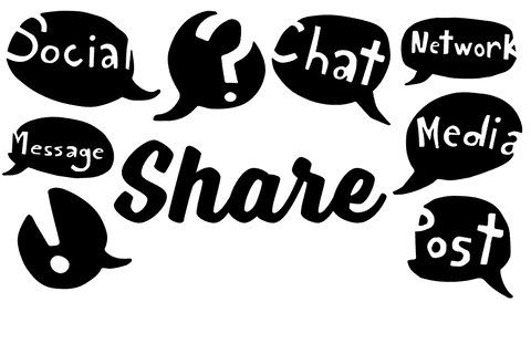 Digital Social Media Share Text on Transparent Background