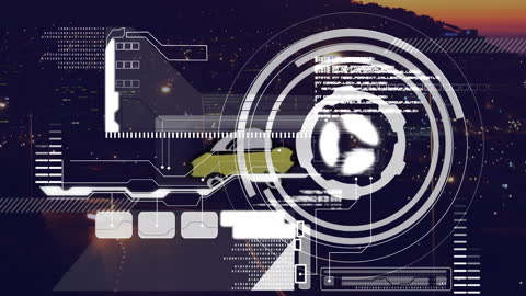 Futuristic Traffic Data Overlay on Night Cityscape
