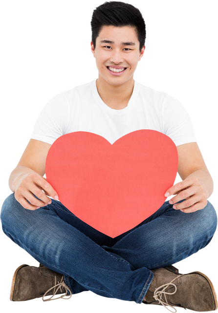 Transparent Background Happy Young Man Holding Large Heart Shape Paper - Download Free Stock Videos Pikwizard.com