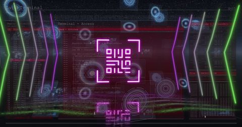 Futuristic QR Code with Digital Data Interface - Download Free Stock Images Pikwizard.com