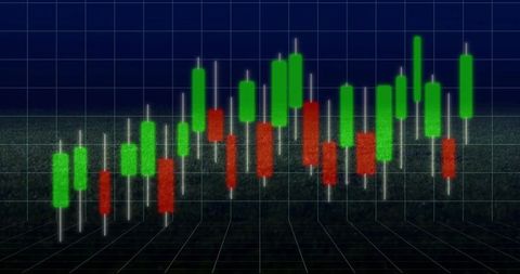 3d candlestick chart illustration in trading interface