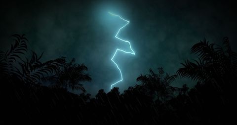 Lightning Striking Dramatic Tropical Night Sky