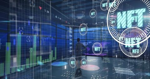 Businesswoman Analyzing NFT Markets in Futuristic Trading Hub - Download Free Stock Images Pikwizard.com