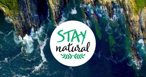 Stay Natural Inspirational Quote Over Ocean Waves