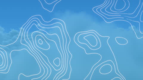 Animated Wireframe Shapes Over Clouds Concept