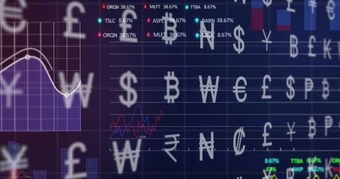 Digital Interface with Currency Symbols and Data Analytics - Download Free Stock Images Pikwizard.com