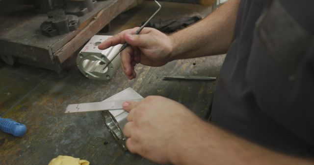 Engineer Measuring Metal Component in Workshop - Download Free Stock Images Pikwizard.com