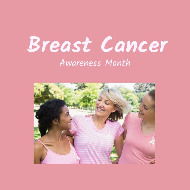 Breast Cancer Awareness Month Diverse Female Friends Supporting Each Other - Download Free Stock Templates Pikwizard.com