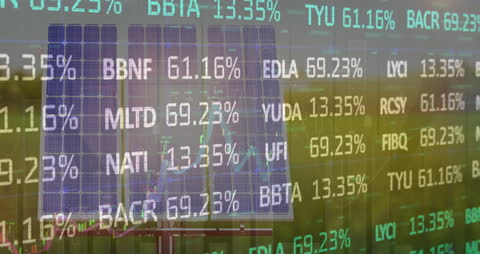 Financial Data Overlay on Solar Technology Concept