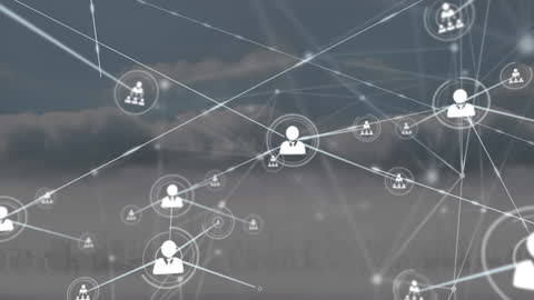 Global Business Networking Illustration with Cloud Overlay