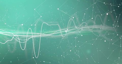 Futuristic Digital Waveforms on Turquoise Mesh Background