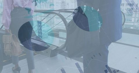 Business Professionals And Financial Data Overlay In Modern Building