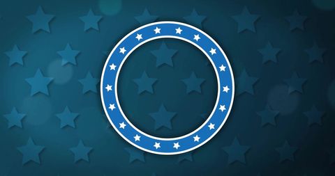 Blue Patriotic Star Ring on Subtle Starred Background
