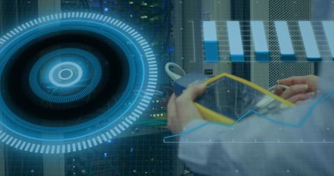 engineer conducting data processing with digital analytics overlay - Download Free Stock Images Pikwizard.com