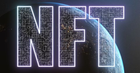 Futuristic NFT Concept with Cosmic Background