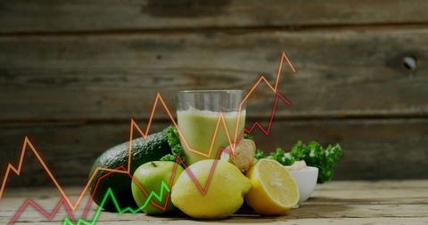 Healthy trends with fresh produce and green smoothie