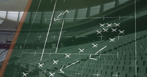 Strategic Game Plan Illustrated in Empty Sports Stadium