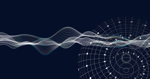 Abstract Digital Waveforms Merging with Global Grid Overlay - Download Free Stock Images Pikwizard.com