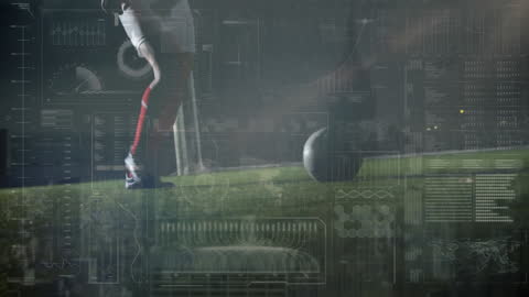 Football Player with Futuristic Data Processing Interface