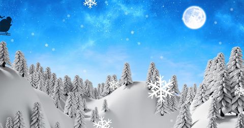 Santa's Sleigh in Winter Forest Under Moonlit Sky - Download Free Stock Images Pikwizard.com