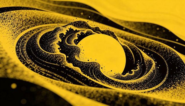 Golden Vortex Dotwork: Abstract Duotone Cosmic Swirl with Central Orb