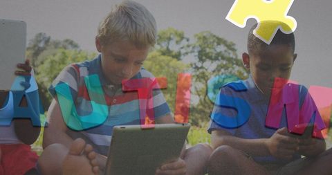 Children Engaged with Tablets Promoting Autism Awareness - Download Free Stock Images Pikwizard.com