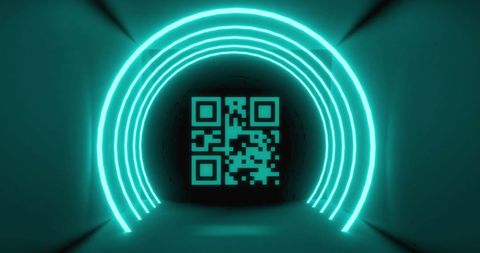 Futuristic QR Code with Neon Lights Signifying Data Security - Download Free Stock Images Pikwizard.com