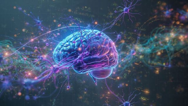 Futuristic Glowing Brain with Digital Neural Connections