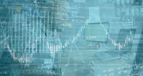 Businessman Analyzing Digital Finance Data on Computer Screen