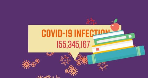 Covid-19 Infection Statistics Graphic with Virus Illustration