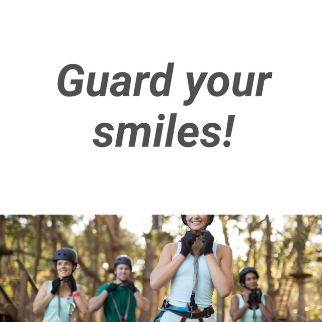 Women Ready for Zipline Adventure Smiling Posing in Safety Helmets - Download Free Stock Templates Pikwizard.com