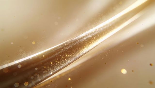 Golden shimmer ribbon with glitter bokeh and soft metallic glow for luxury branding