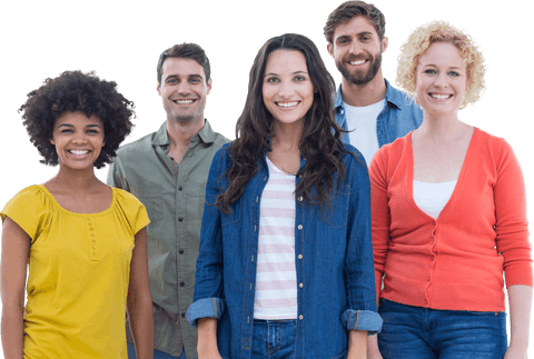 Diverse Team Smiling Confidently in Office Environment Transparent Image