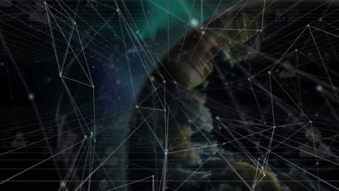 Global Technology Network Overlay with Vibrant Visuals