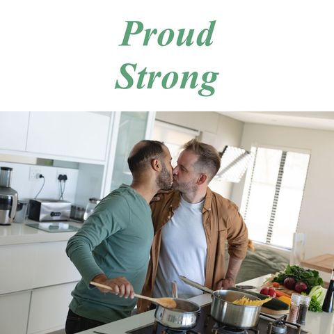 Affectionate Same-Sex Couple Cooking in Modern Kitchen