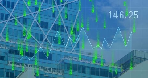 Financial Data Analysis Overlaid on Urban Cityscape - Download Free Stock Images Pikwizard.com