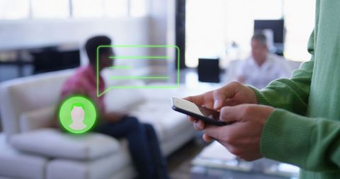 digital messaging icons with smartphone interaction - Download Free Stock Images Pikwizard.com