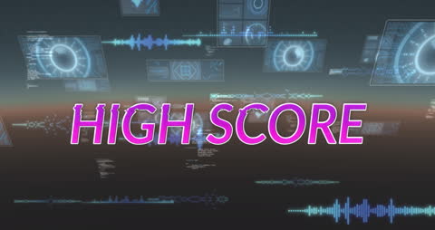 High Score Text with Digital Interface Animation