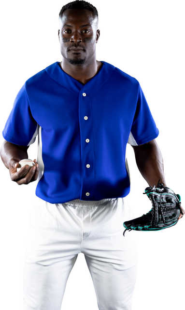 African American Baseball Player Holding Ball and Glove, Transparent Background - Download Free Stock Videos Pikwizard.com