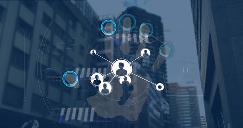 Digital Networking Concept with Biometric and Connectivity Overlay - Download Free Stock Images Pikwizard.com