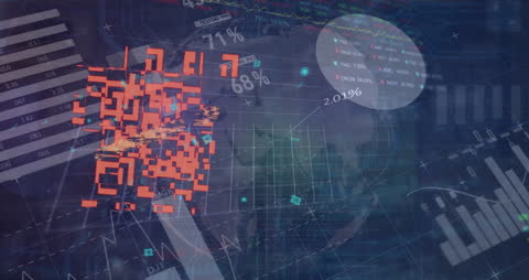 Digital Data Processing Over Globe with QR Code Elements