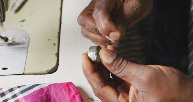 Close-up of Skilled Hands Sewing at Workshop - Download Free Stock Images Pikwizard.com