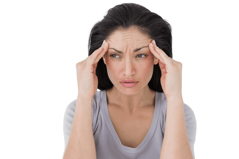 Transparent image of woman suffering from migraine